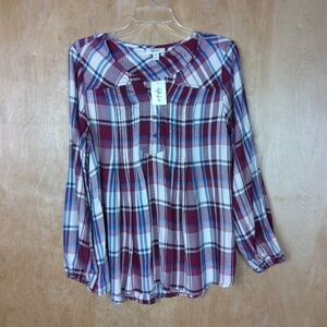 NWT STYLE & CO red plaid blouse